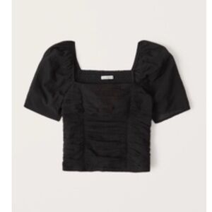 Abercrombie and Fitch Squareneck Ruched Black Top